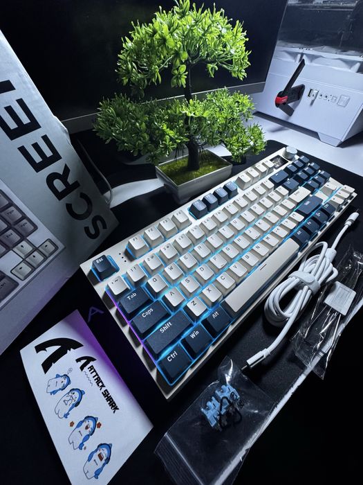 ‼️•Механічна клавіатура Attack Shark K86 Blue-White/Retro Grey•‼️