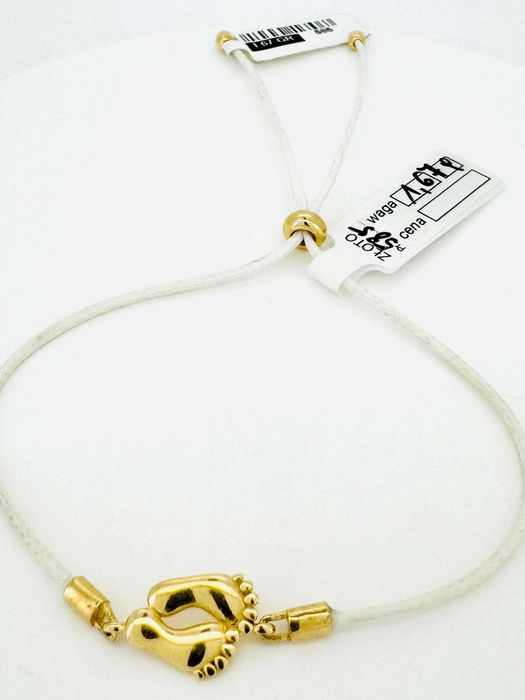 złota bransoletka na sznurku złote stópki i kulki pr 585 waga 1,67 g