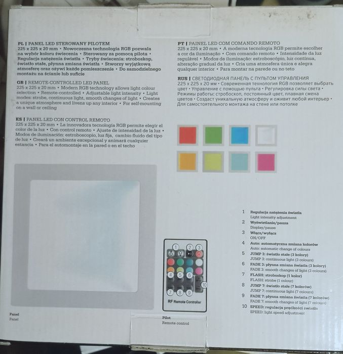 Lampa panel Led sterowany pilotem 230V
