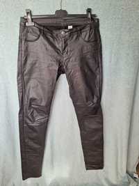 Spodnie jegginsy woskowane matowe czarne H&M r31/32