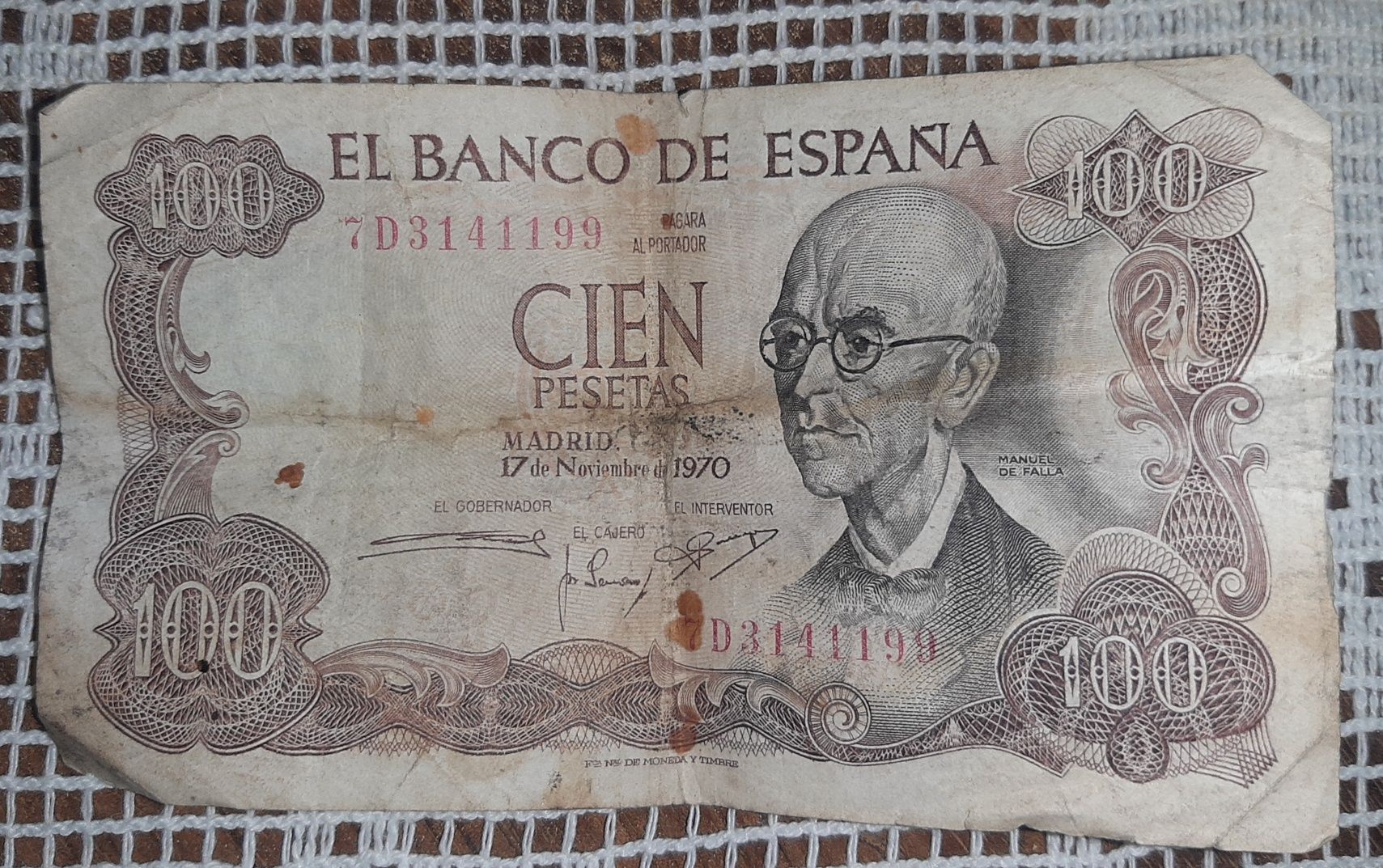 Nota de 100 pesetas Espanha-1970