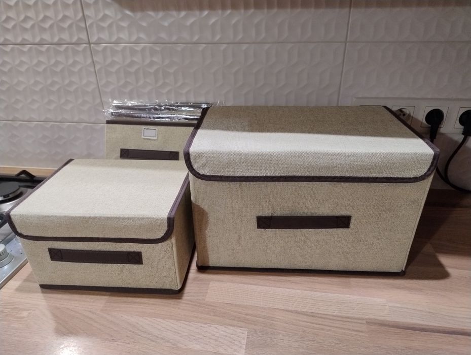 organizery pudełka do szafy beżowe 6 szt