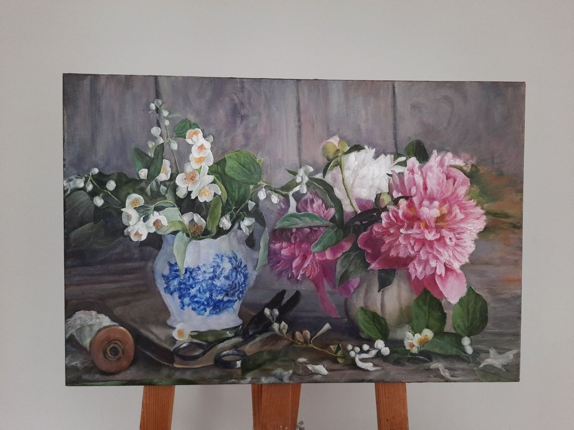 Картина маслом Пионы