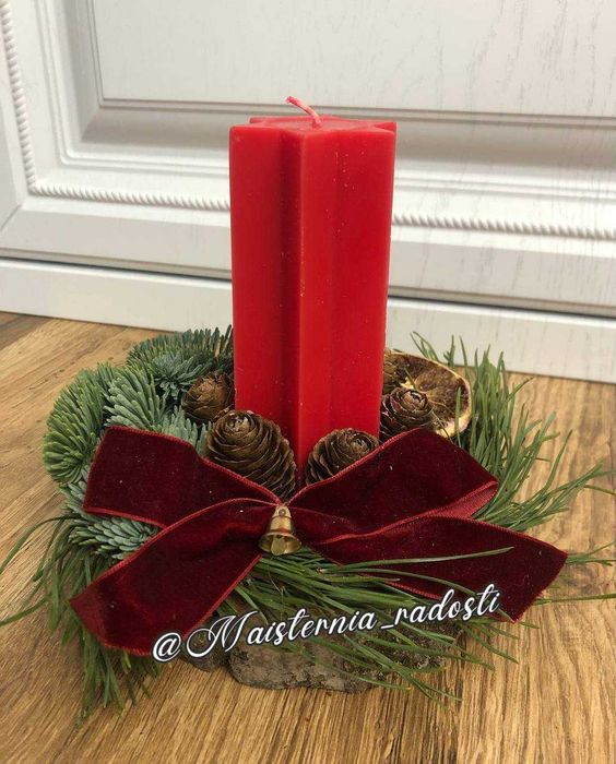 Святковий декор зі свічкою — “Червона зірка зими”