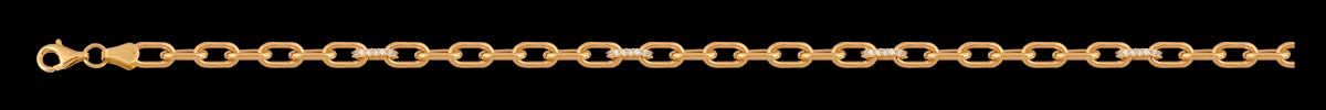 Złoty naszyjnik łańcuszek ankier z cyrkoniami 585 14K 45 cm plus