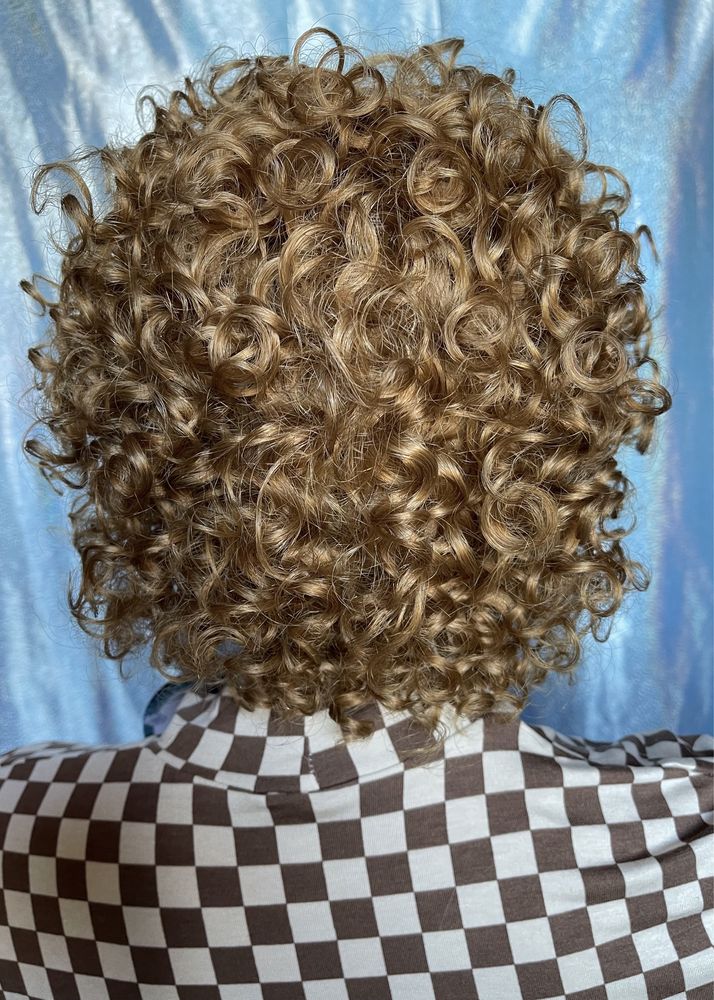 Натуральный парик перука славянский волос кудри локоны пшеничный блонд