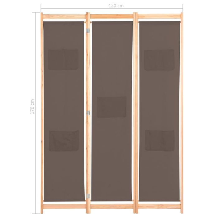 Vidaxl Parawan 3-Panelowy, Brązowy, 120X170X4 Cm, Tkanina