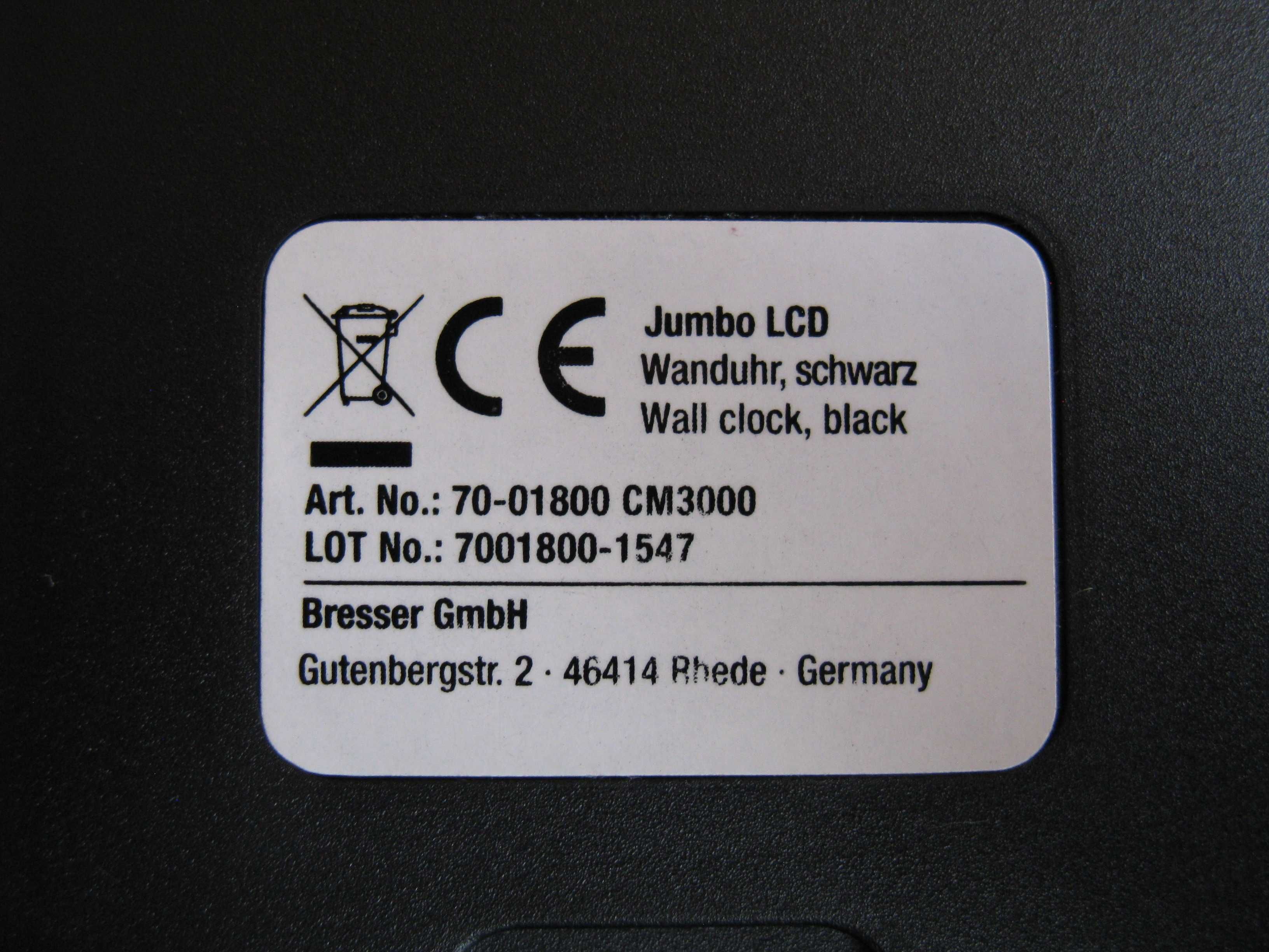 BARDZO DUŻY Zegar ścienny Bresser MyTime Jumbo LCD, czarny