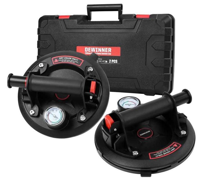 Zestaw 2 przyssawek z manometrem, średnica 20cm udźwig do 299kg