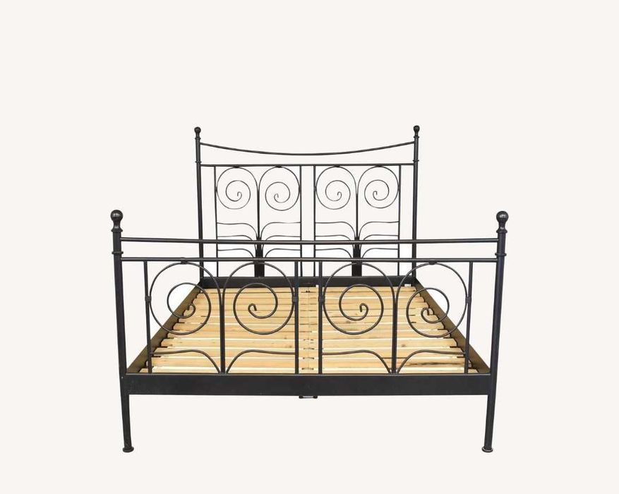 Łóżko czarne metalowe Ikea 160×200