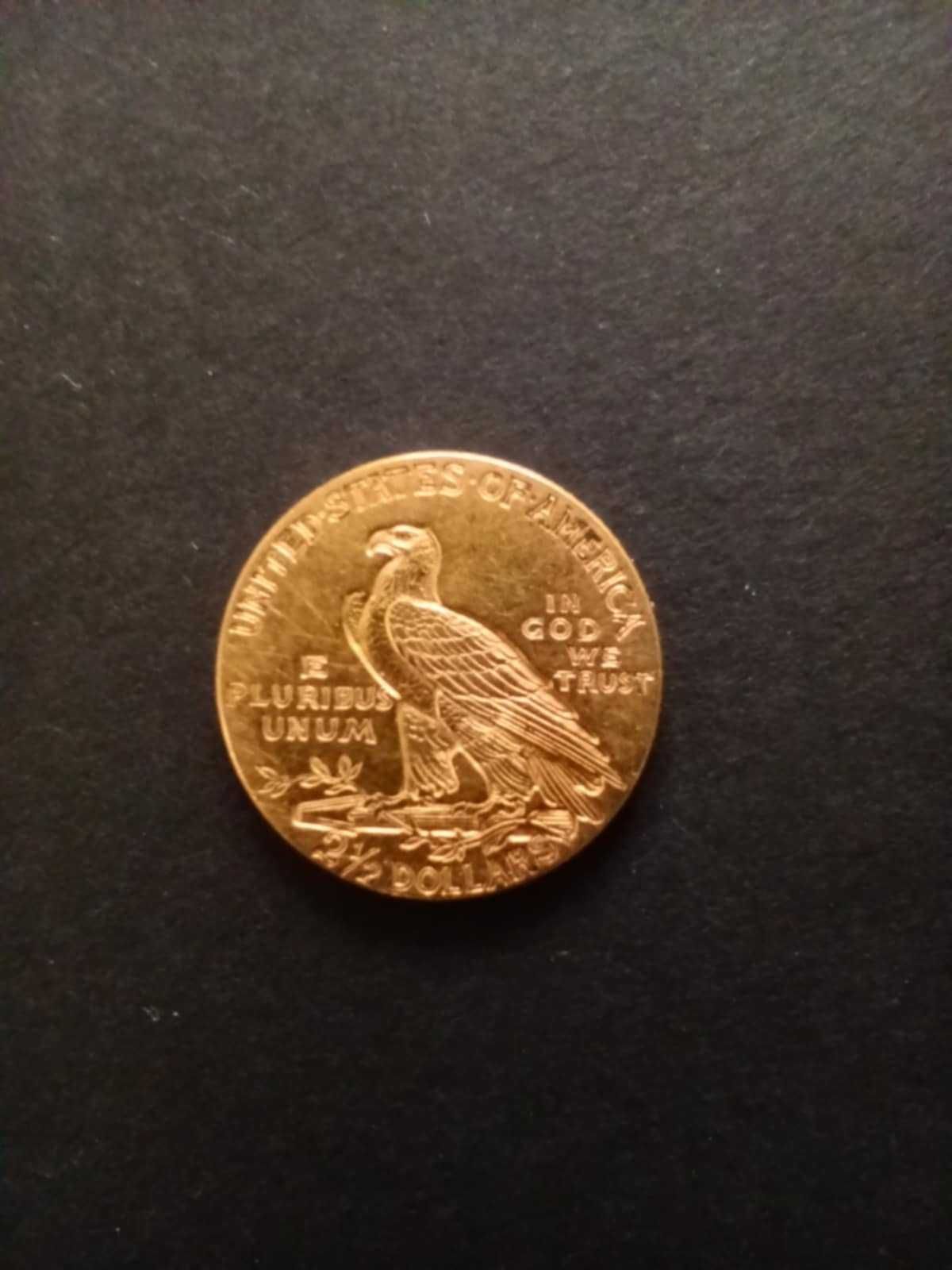 Złota moneta 2,5 Dolara INDIANIN USA 1915