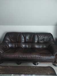 Komplet skórzany kanapa, fotel, leżanka, ława