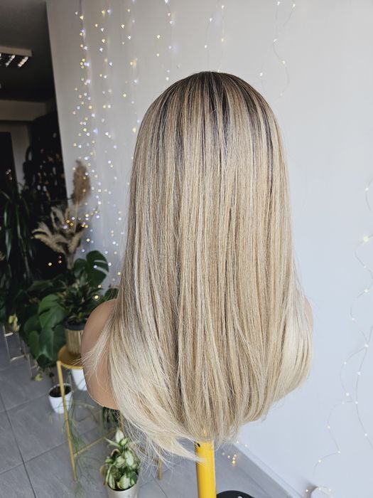 Peruka mix blond brąz odrostem Jakość premium lacefront Diana