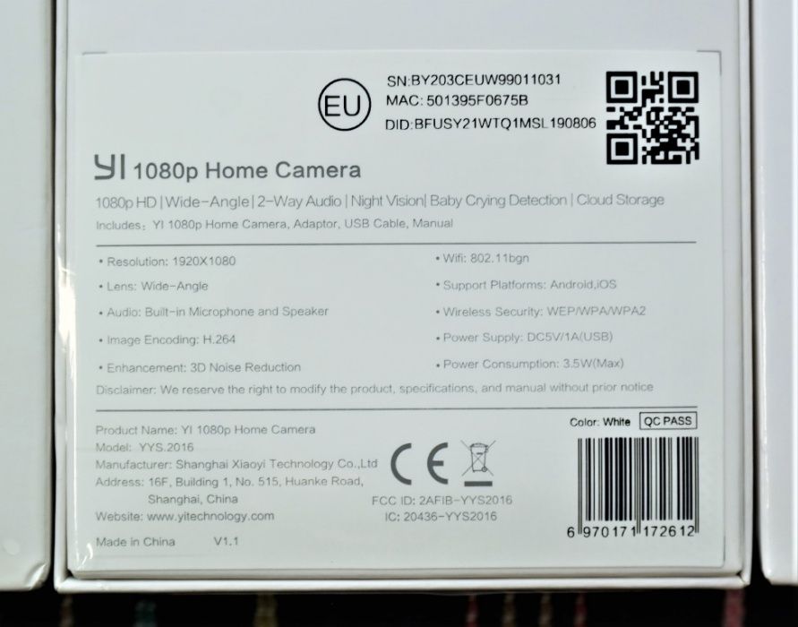 Câmara vigilância / Monitor de bébés Xiaomi Yi 1080p - Versão europeia