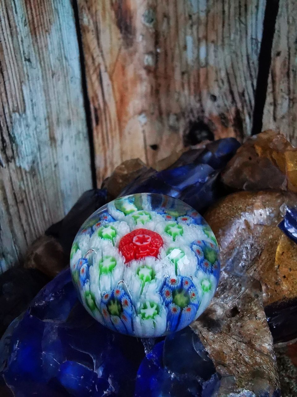 Przycisk do papieru, Murano Glass Millefiori, Włochy, UNIKAT