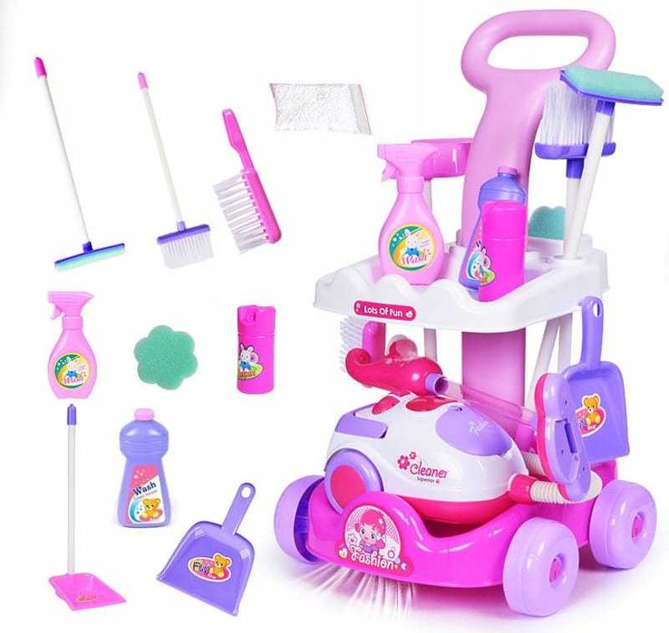 zestaw do sprzątania dla dzieci odkurzacz wciąga wózek MOP miotła hit