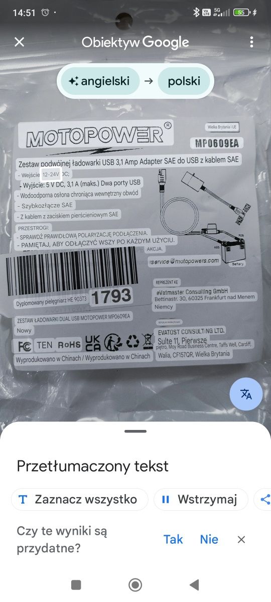 Ładowarka -podwójnego ładowania USB (3,1 A )