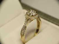 Złoty pierścionek zaręczynowy z brylantem diamentem 1,3 CT F VIN FILM