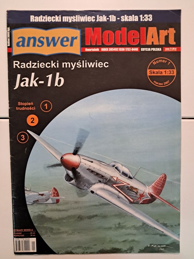 Model kartonowy do sklejania samolotu Jak-1b, 1/33.