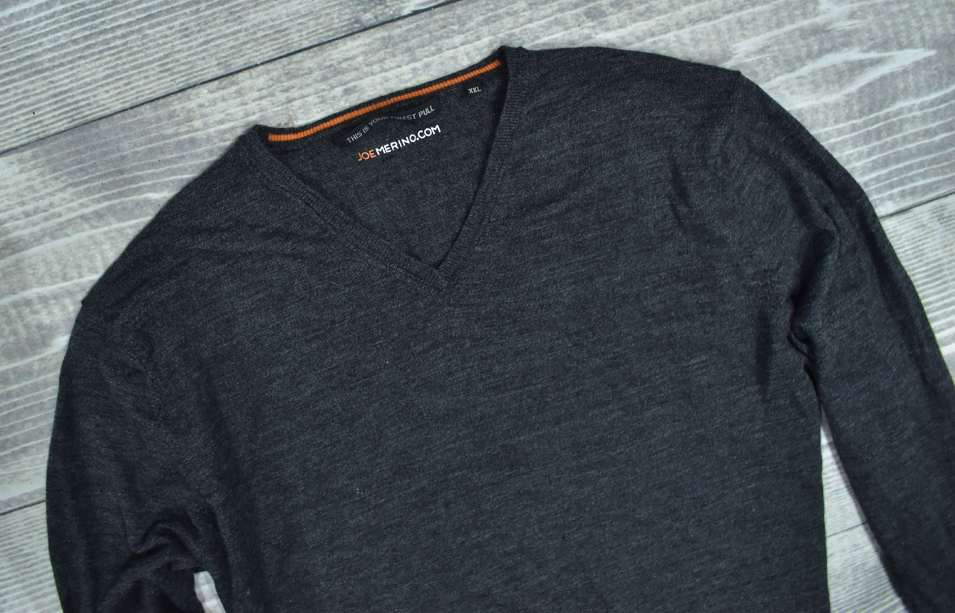 Joemerino Wełniany Sweter Męski Vneck Xxl