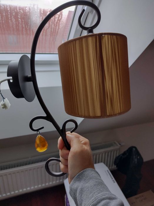 Kinkiet z abażurem retro vintage brązowy 2 szt. Stan bardzo dobry