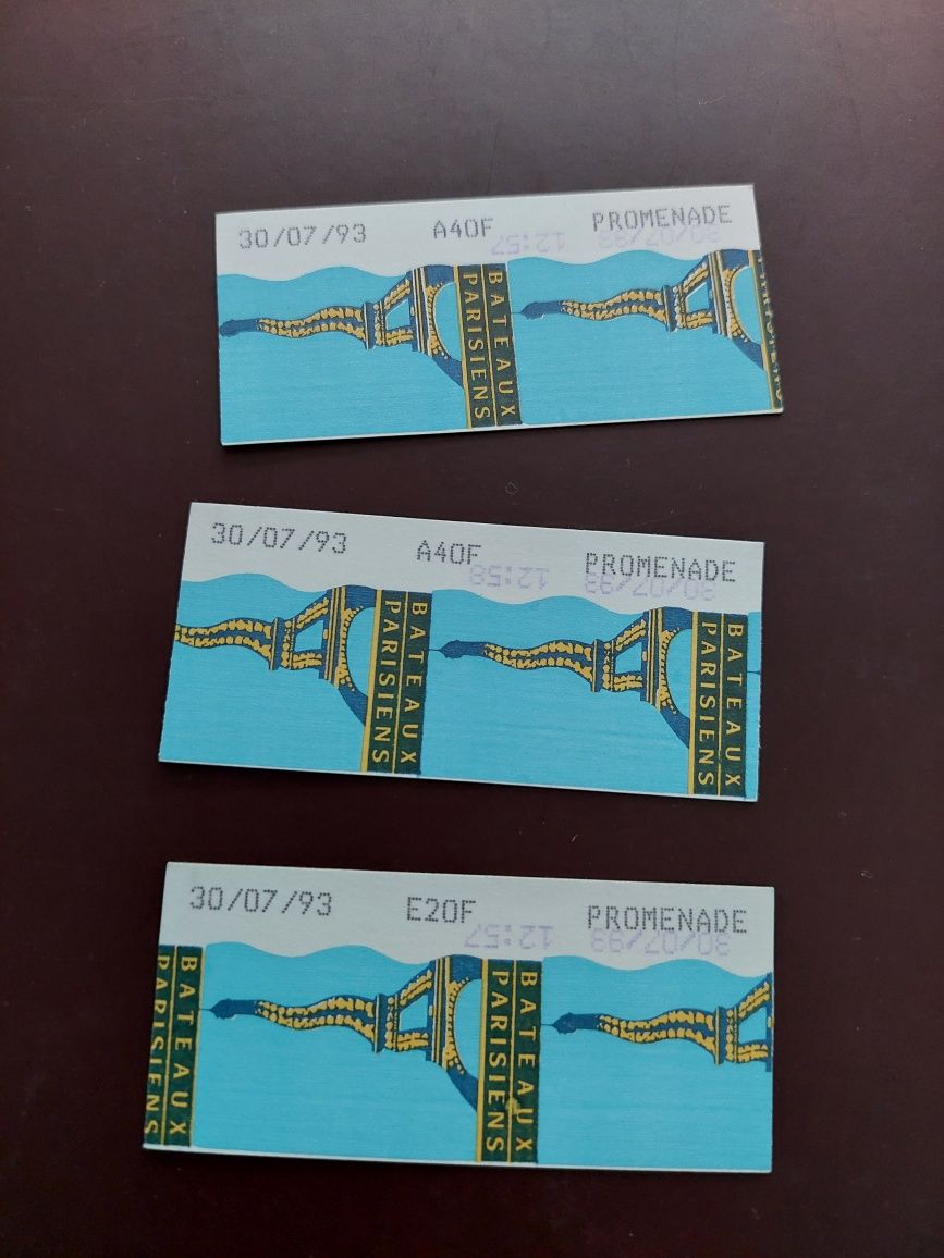 Bilety komunikacji miejskiej Paryż 1993 francja ZTM