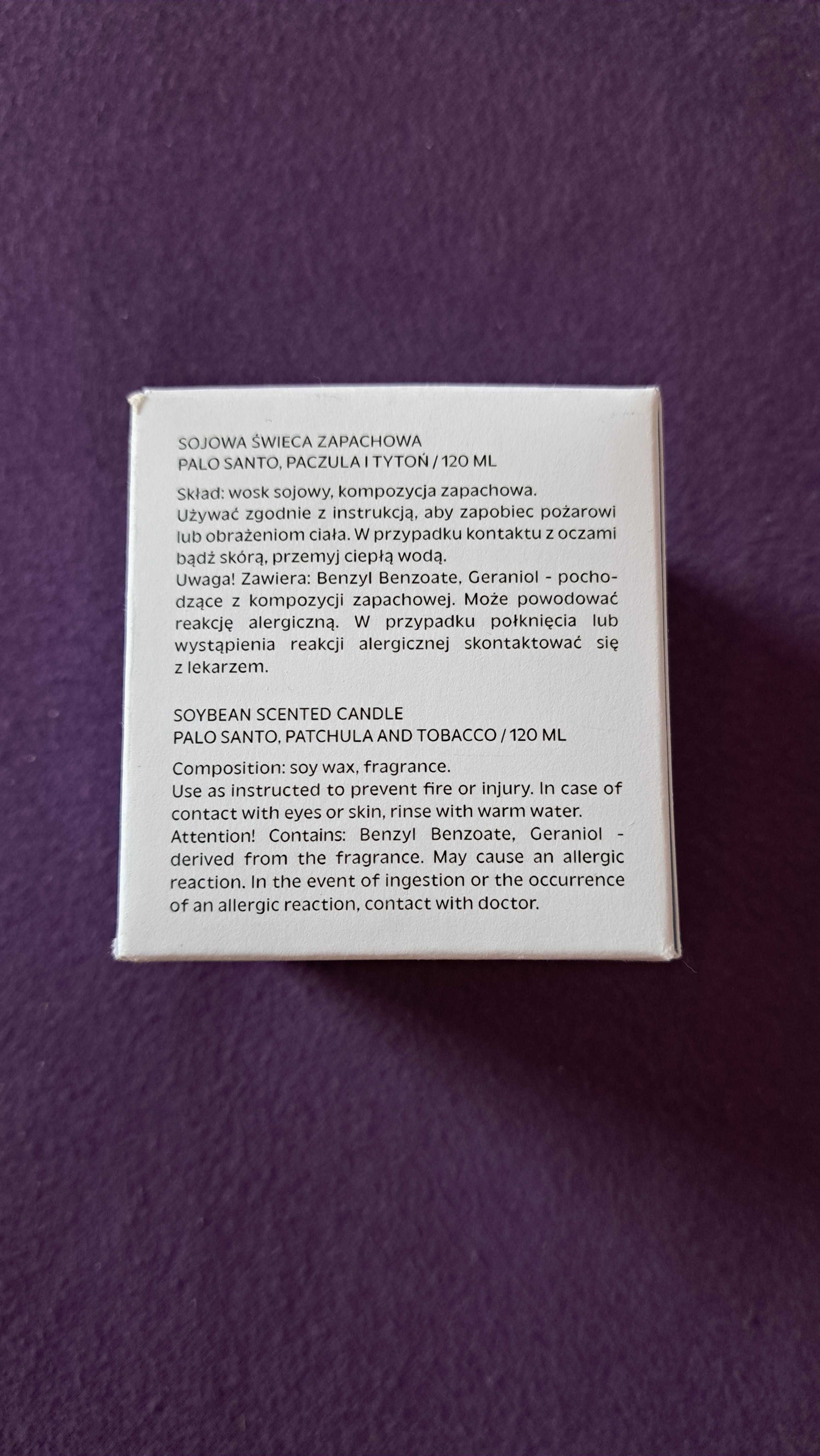HHUUMM Świeca sojowa – palo santo, paczula i tytoń 120ml