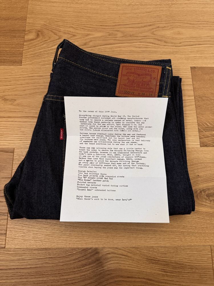 Spodnie Levis 501 selvedge jeans
