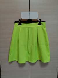 Żółta neonowa rozkloszowana spódnica mini rozmiar M
