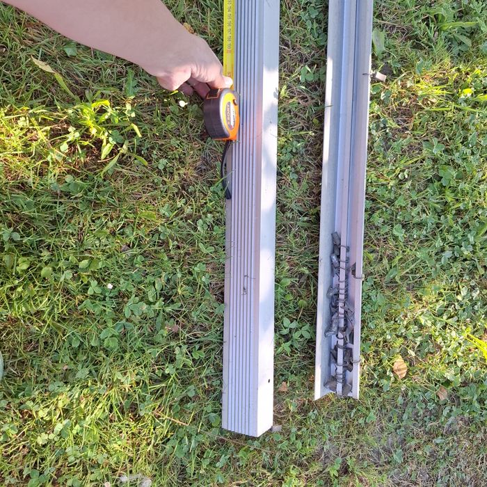 2 szt Karnisz dwurzędowy 250cm  szyna aluminiowa vintage PRL z żabkami