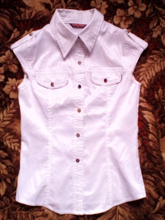 Блузка блузочка стрейчевая белая в школу 146 152 158+2 блузки в подаро