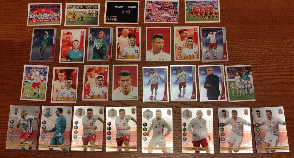 Karty dumni z naszych 2018 naklejki. 28 sztuk Robert Lewandowski x3