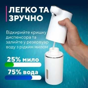 Диспенсер для рідкого мила, безконтактний дозатор у ванну та кухню.