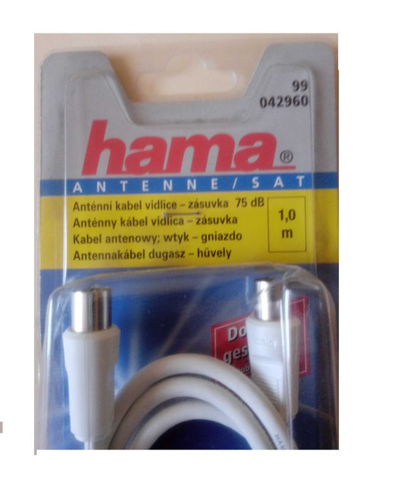 Kabel antenowy hama 75dB 75 oma, długość 1 metr  NOWY