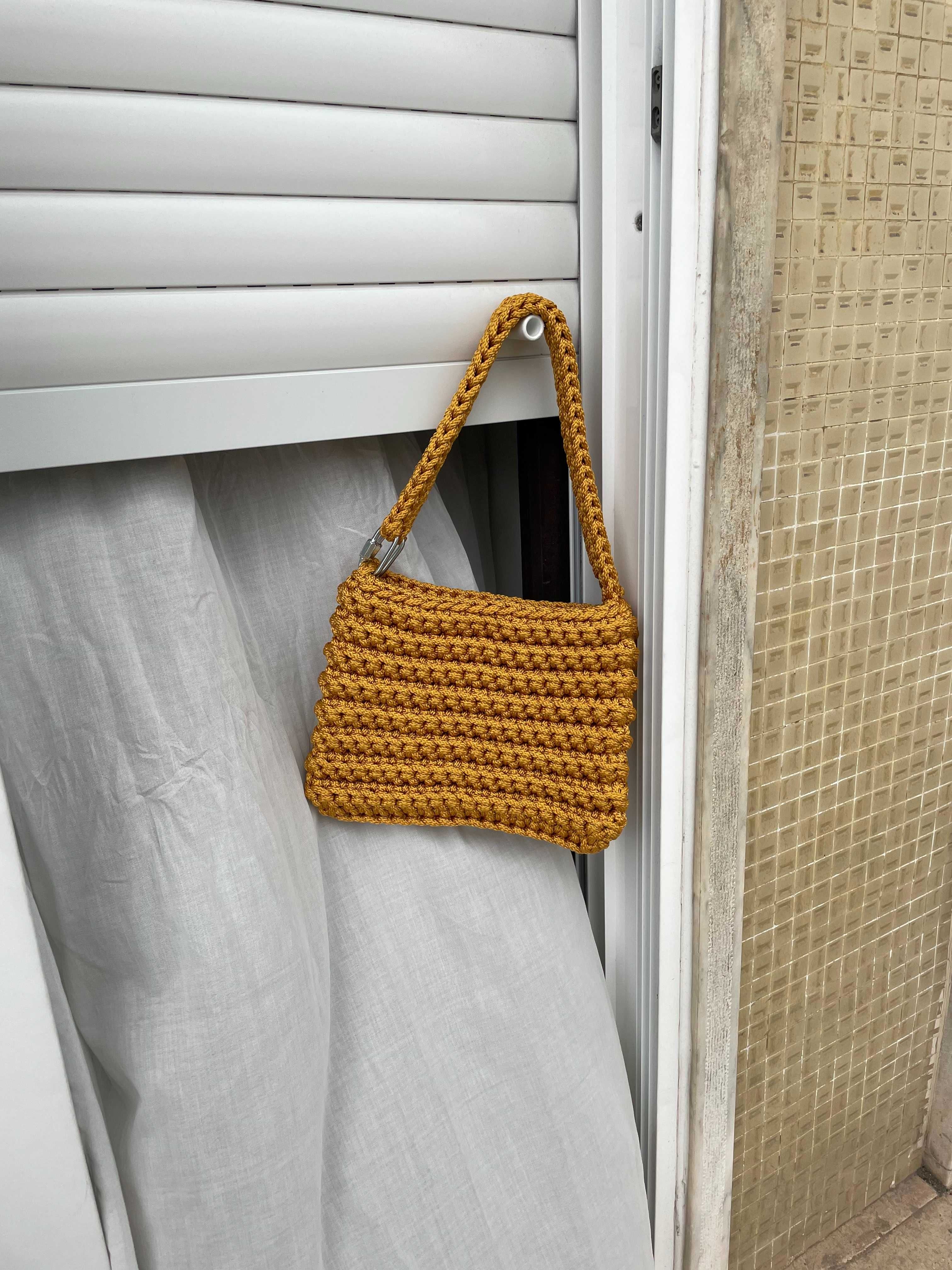 crochet bag cord gold