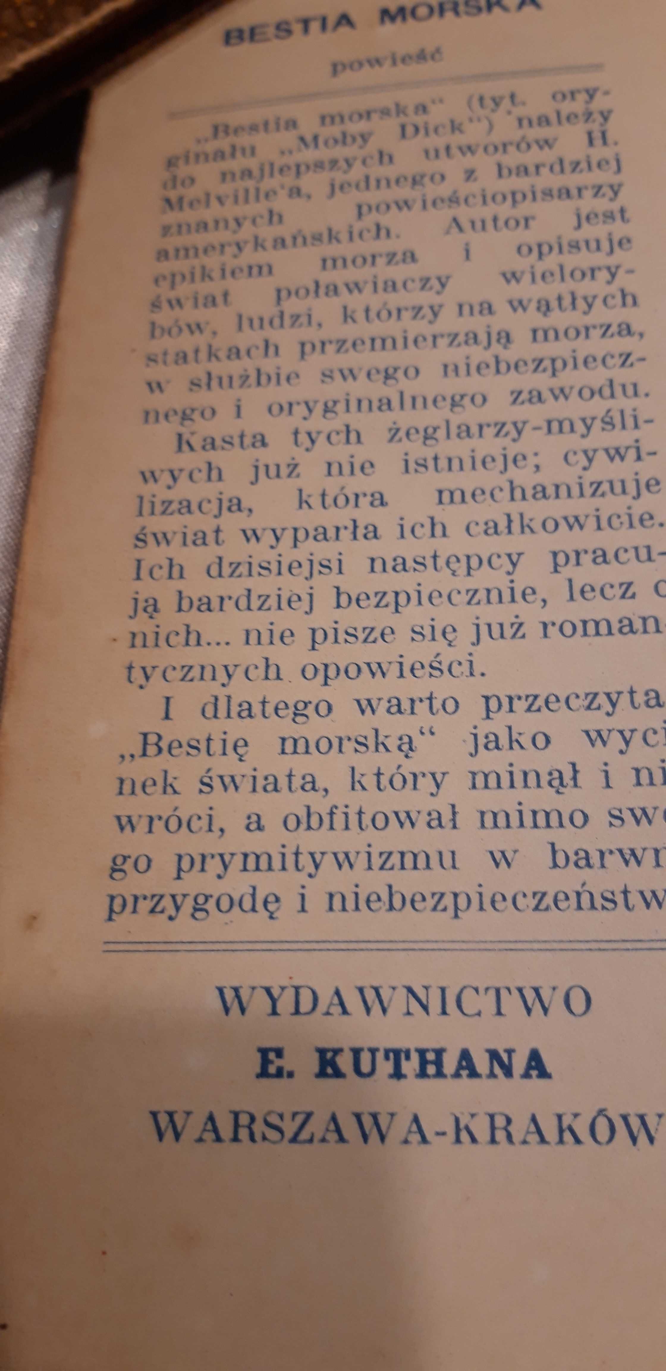 Bestia  Morska (Moby Dick)-H. Melville- Wyd.Kuthana1948,bdb stan