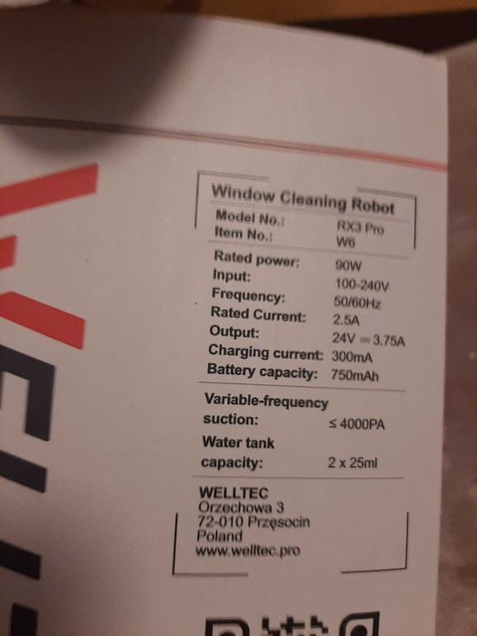 Robot do mycia okien WELLTEC RX3 PRO
