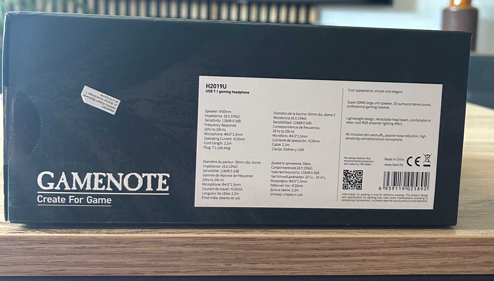 Słuchawki gamingowe Havit GAMENOTE H2019U, USB, 7.1 RGB