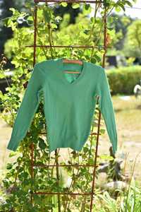 Klasyczny Wełniany zielony sweter Benetton xs