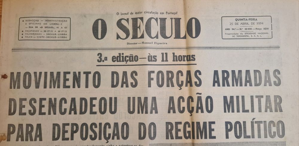 Jornal O Século (3ª ed.) — 25 de Abril 1974