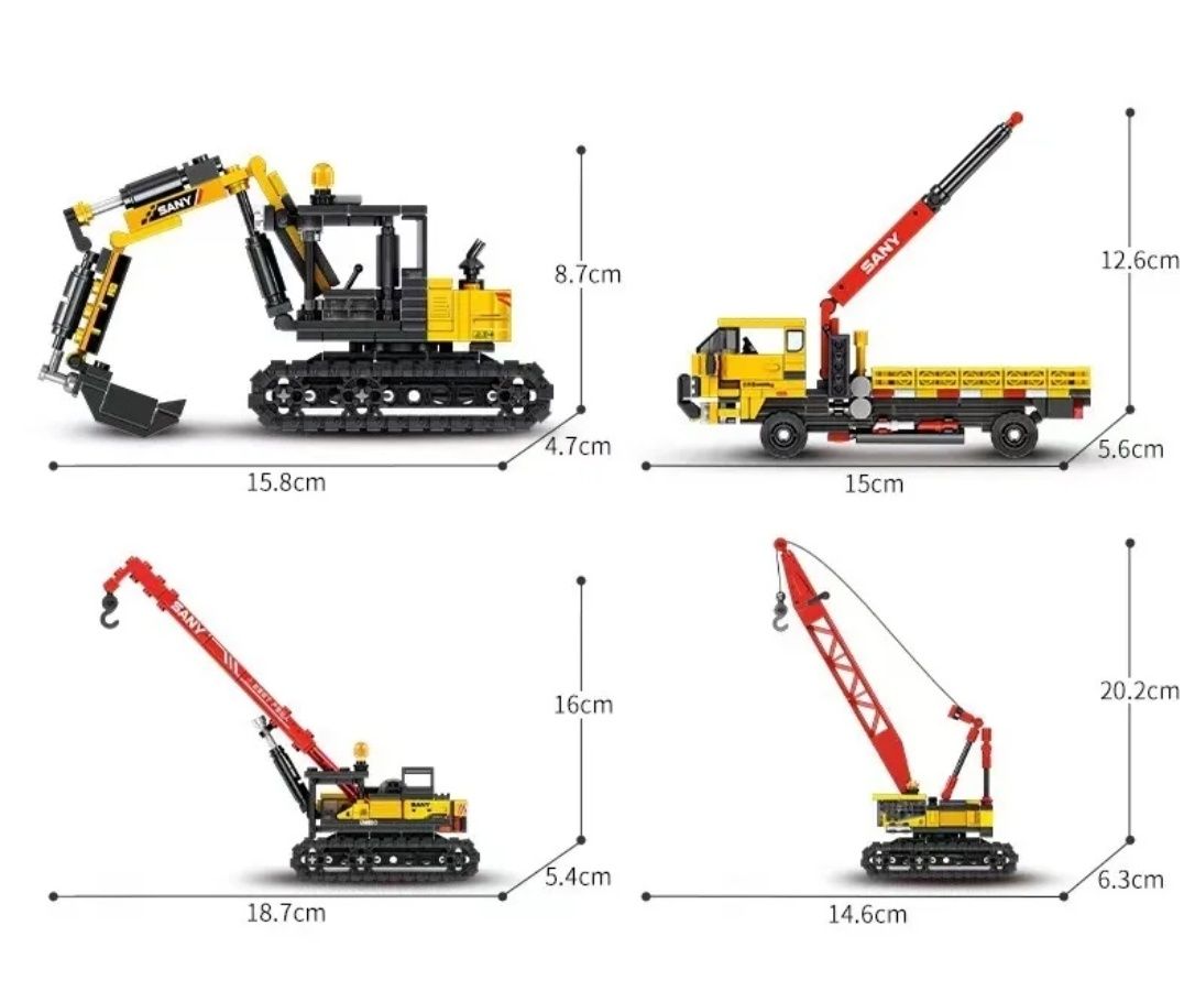 Конструктор 4 в 1 Sembo строительная техника 884 шт Lego детский 6+