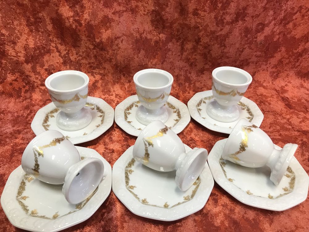 Kieliszki do jajek z talerzykami  Rosenthal Maria Rosenkante Gold