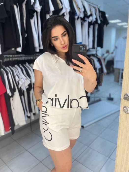 РОЗПРОДАЖ ДО -50 Женский брендовый костюм черный/белый люкс S/M/L лето