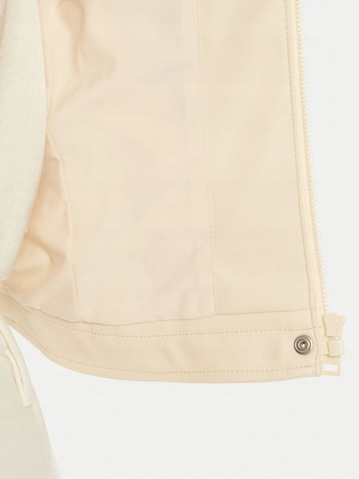 Guess 42 Xl Kurtka Damska Ramoneska Skórzana Ecru Regular D1823