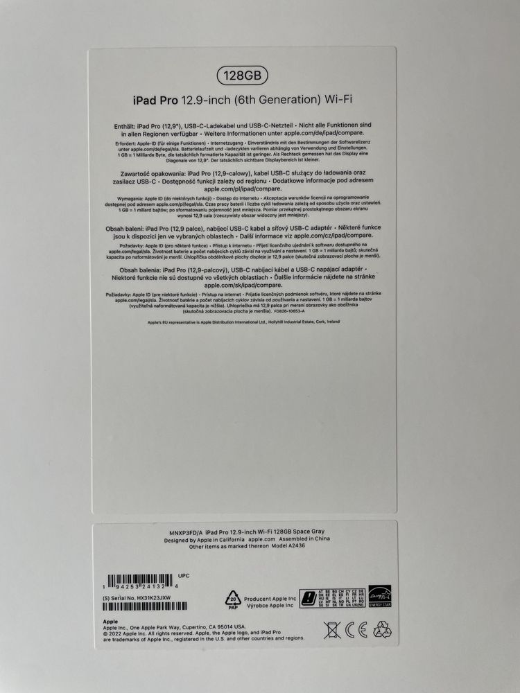 IPad Pro 12.9 6 gen. M2 128 GB Wi-Fi Gwiezdna szarość