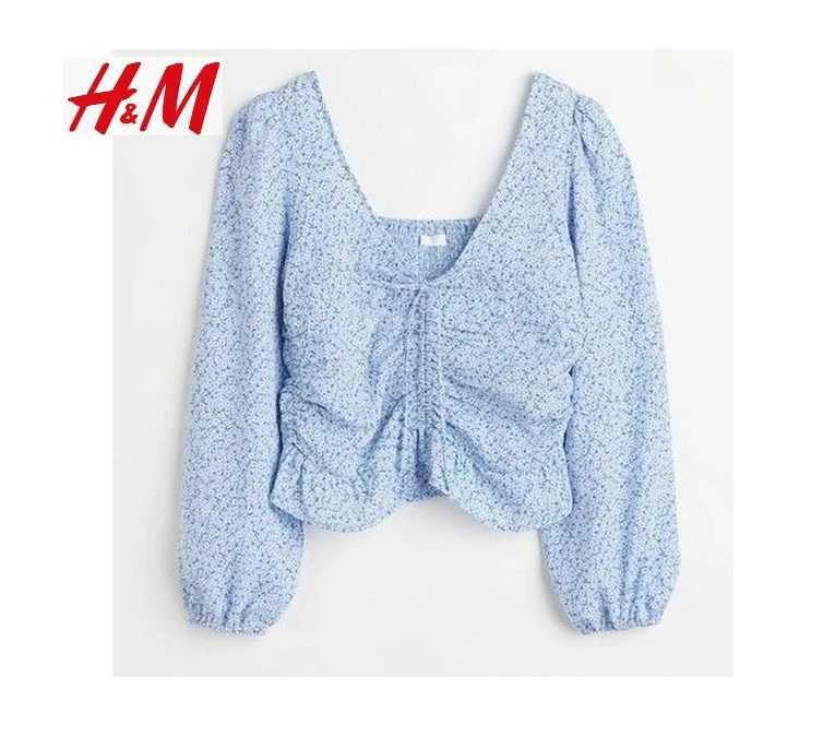 Красивая блуза рубашка топ, блуза-кроп в цветочный принт H&M на М-L