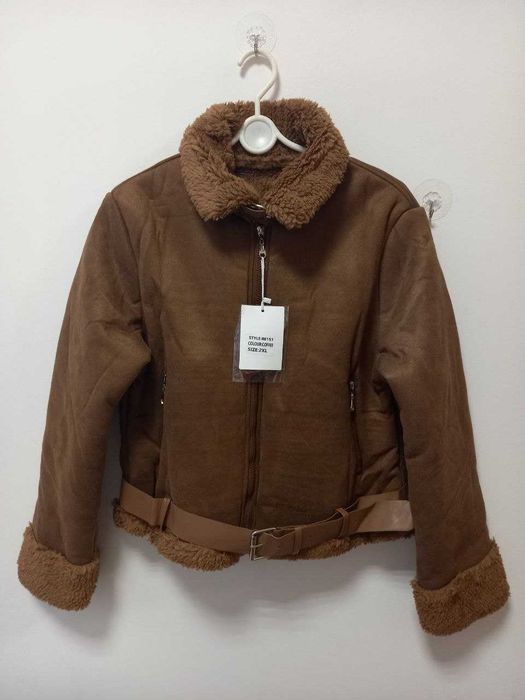 Дублянка авіатор жіноча штучна коричнева коротка підліткова єврозима