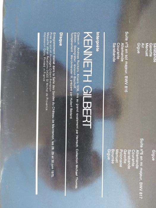 Vinil Bach les Suites Françaises Kenneth Gilbert