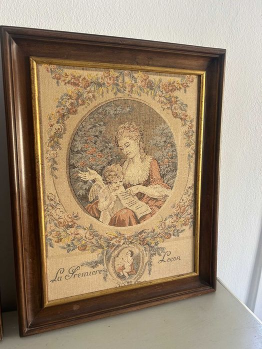 Quadros Jacquard Francês Tapeçaria Le Premiere Lecon