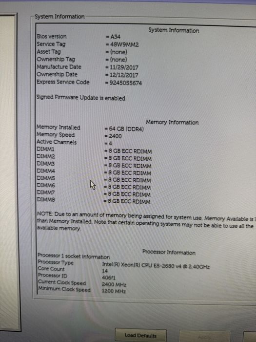 Dell Precision Tower 5810 ECC